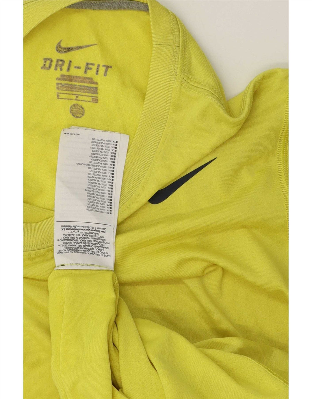 Nike Herre Dri Fit T-Shirt Top Lille Gul Polyester