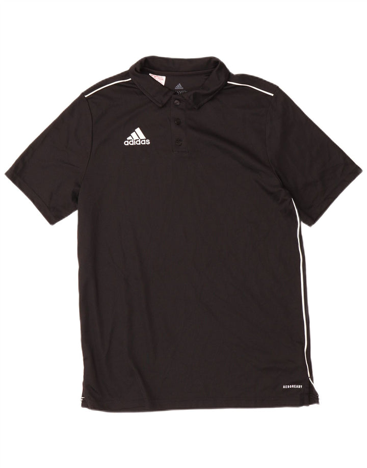 ADIDAS Boys Aeroready Polo Shirt 15-16 Years Black Polyester