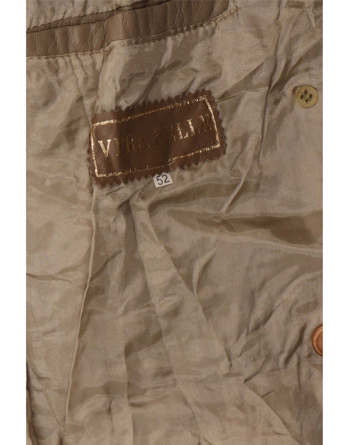 Vintage Dame Dobbeltradet Læder Blazer Jakke IT 52 2XL Grå