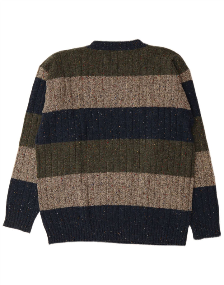 Trussardi Herre Crew Neck Jumper Sweater Stor flerfarvet stribet uld