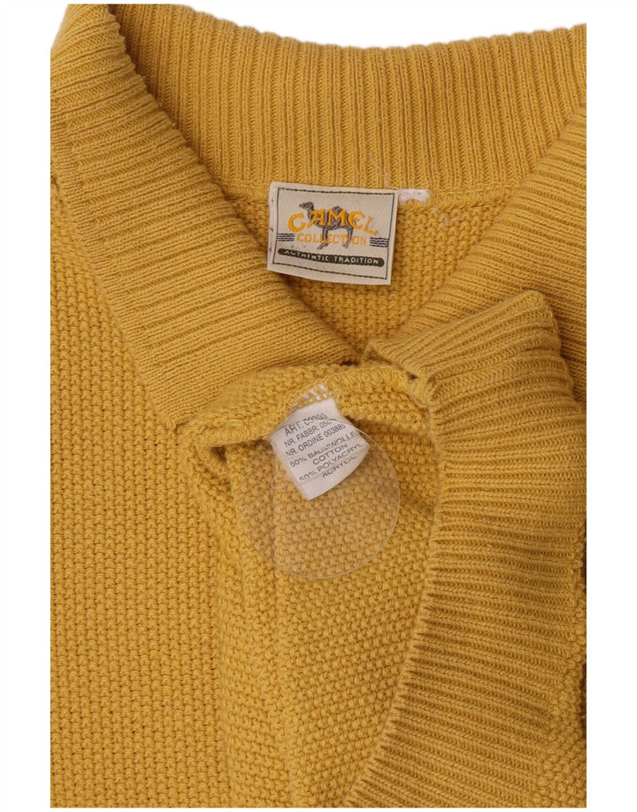 Camel Active Herre Grafisk Polo Neck Jumper Sweater XL Gul Bomuld