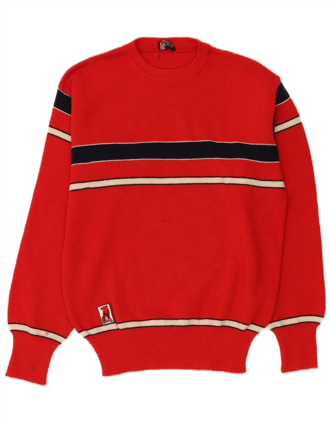 Vintage dame sweater med rund hals IT 54 3XL rød stribet