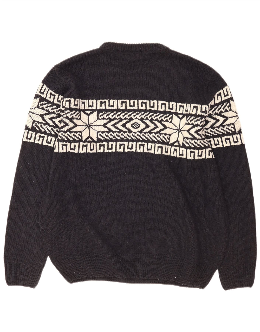 Watsons herre sweater med rund hals, stor sort Fair Isle polyakryl