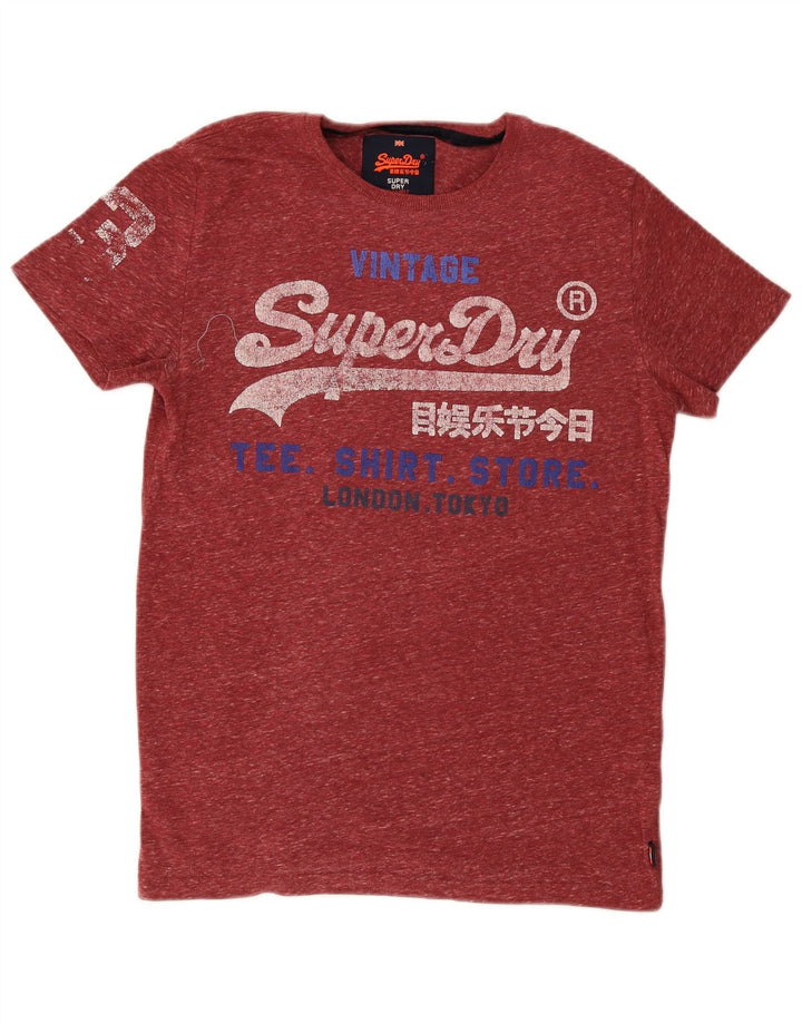 Superdry Grafisk T-shirt-top til mænd, medium rød flækket bomuld