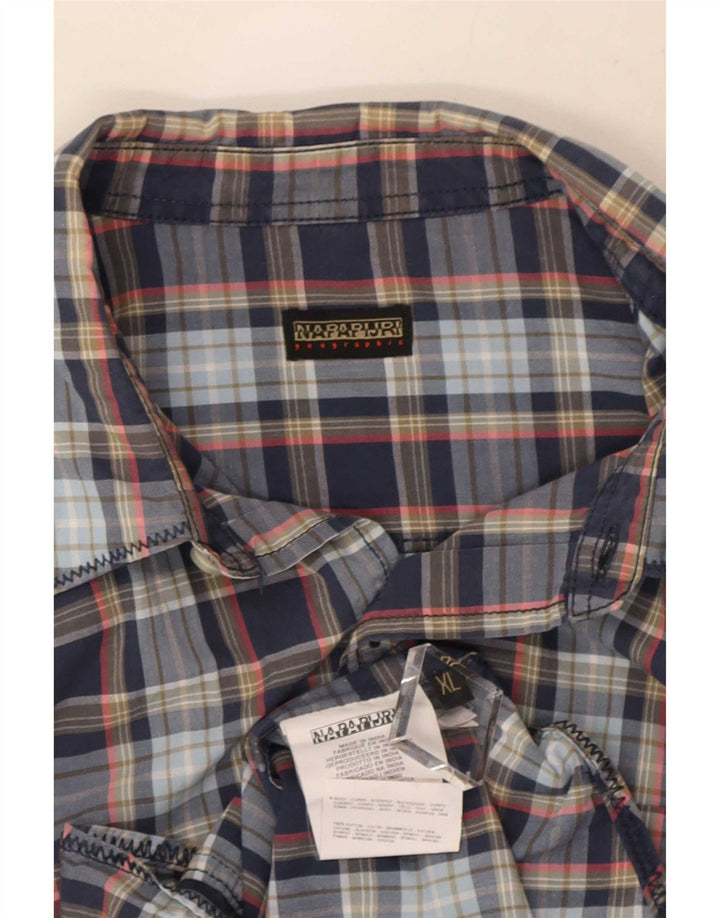 Napapijri Herre Geographic Shirt XL blå ternet bomuld