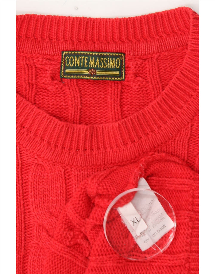 CONTE MASSIMO Herre sweater med rund hals XL rød bomuld
