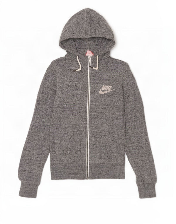 Nike hættetrøje med lynlås til kvinder UK 6 XS Grå Flecked Bomuld