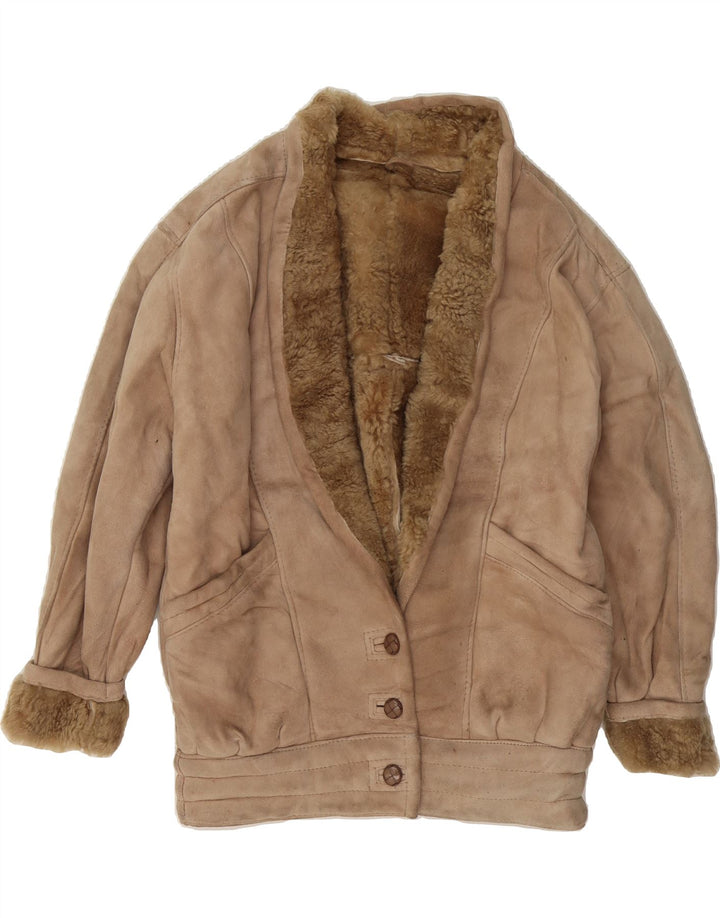 VINTAGE Womens Shearling Jacket US 10 Large Brown Sheepskin Vintage Vintage and Second-Hand Vintage from Messina Hembry 