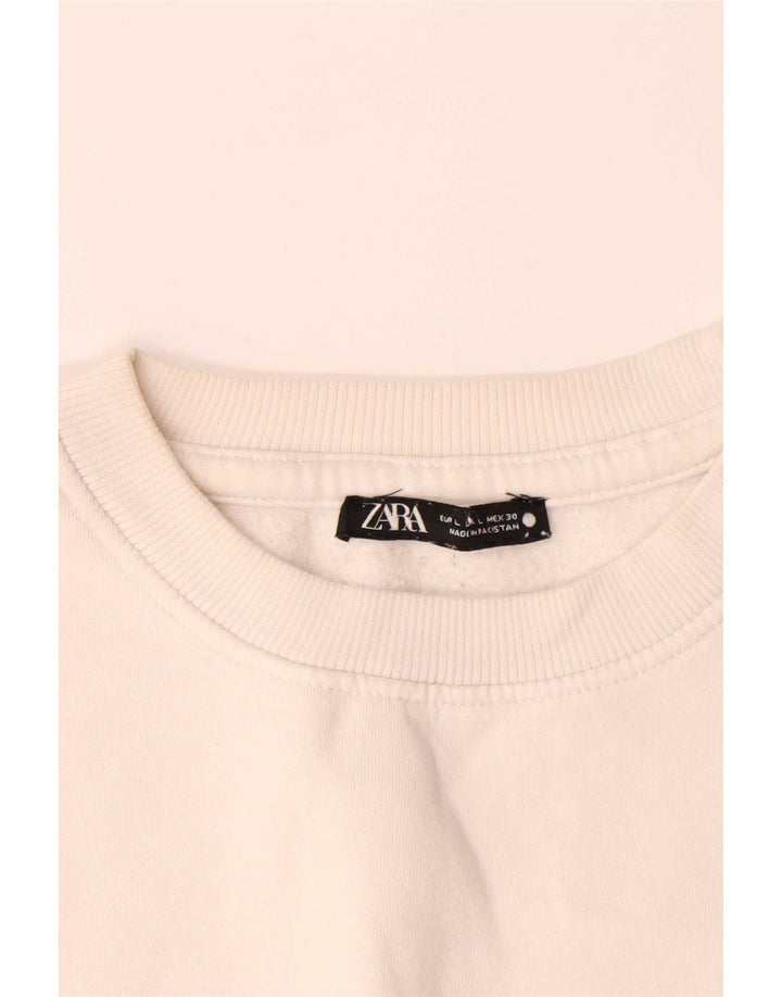 Zara Sweatshirt Jumper Large Off White Bomuld