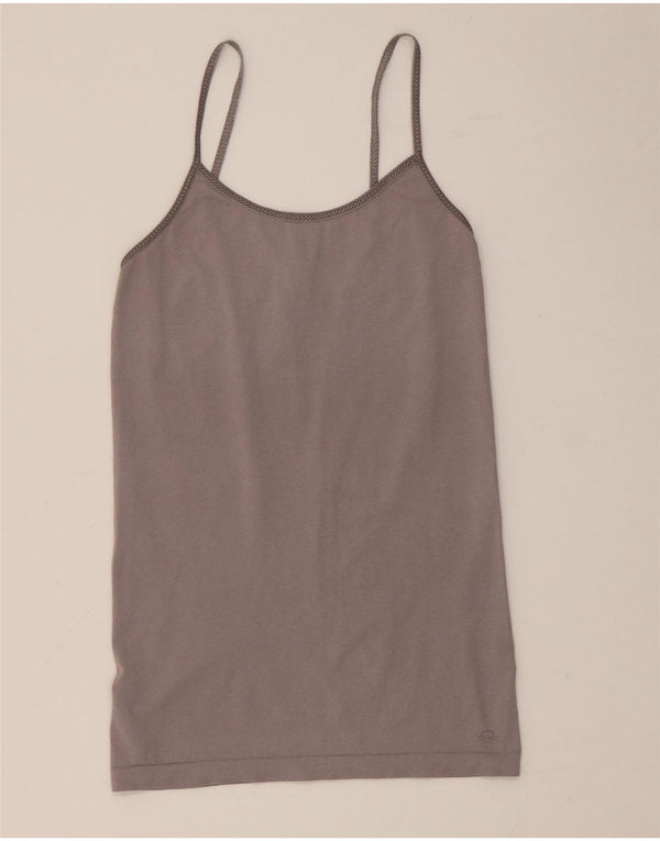 Benetton Womens Crop Cami Top UK 8 Small Grå Polyamid
