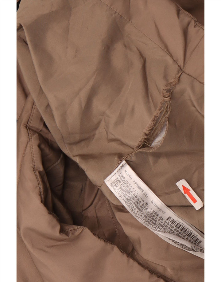 Zara Dame Hætte Oversized Polstret Frakke UK 18 XL Brun Polyester