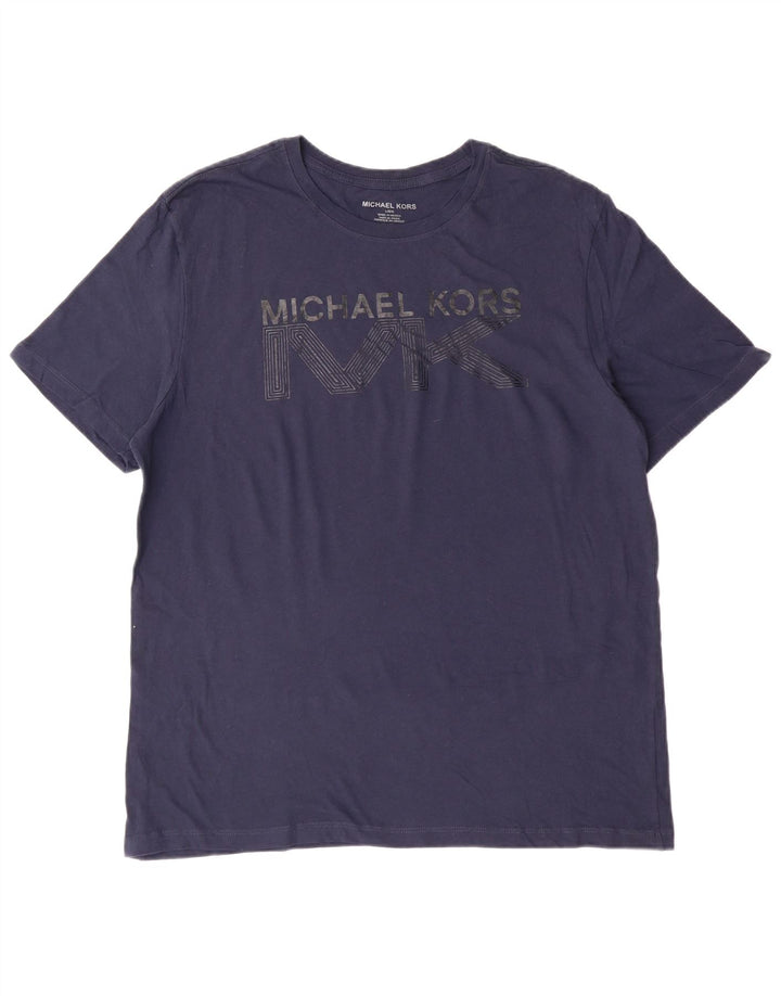 Michael Kors Herre grafisk grafisk T-shirt Top Stor marineblå bomuld