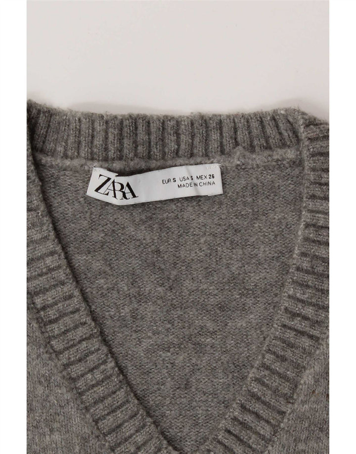 Zara Dame Vest Tank Top UK 10 Small Grå
