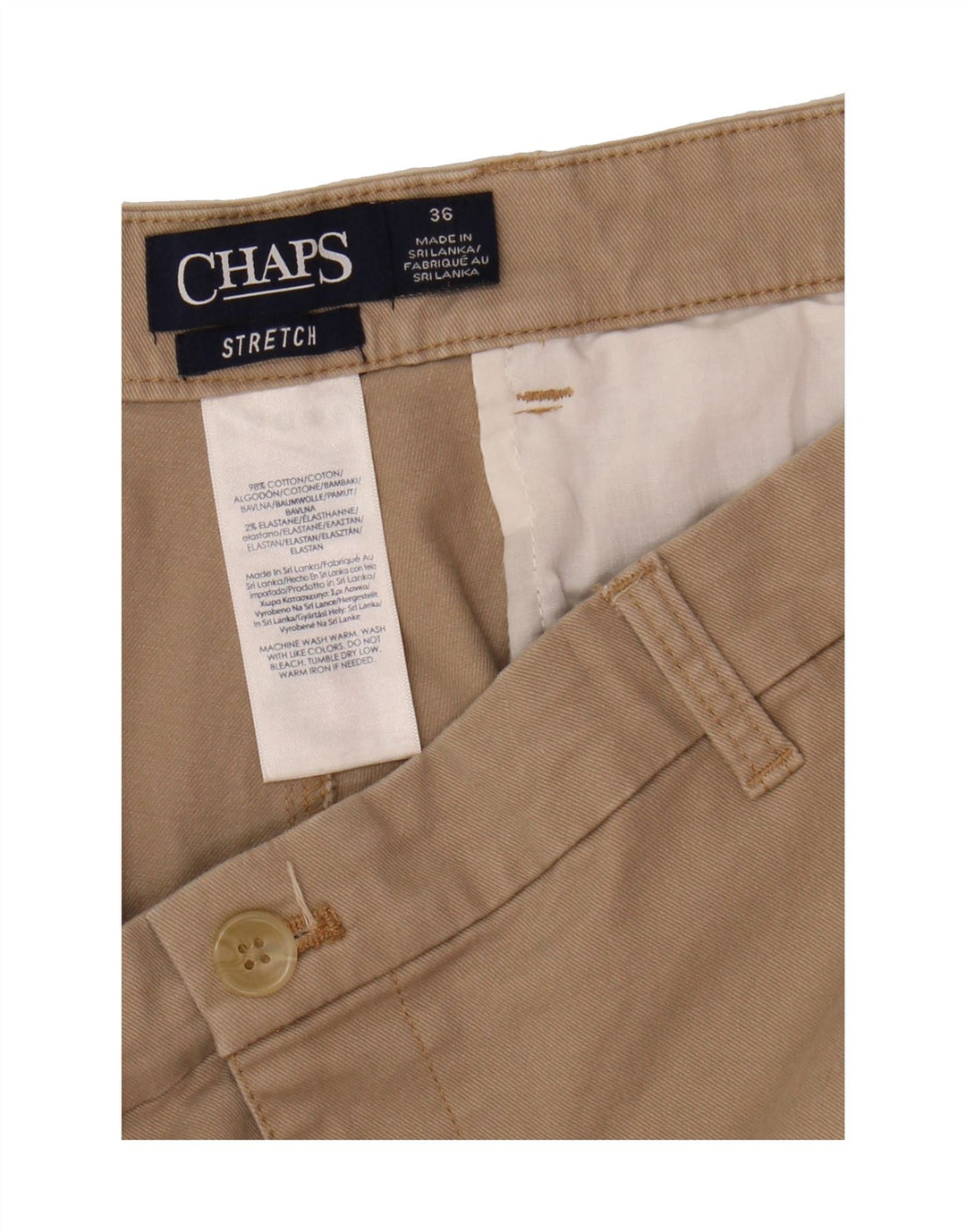 CHAPS Mens Chino Shorts W36 Large Beige Cotton Vintage Chaps and Second-Hand Chaps from Messina Hembry 