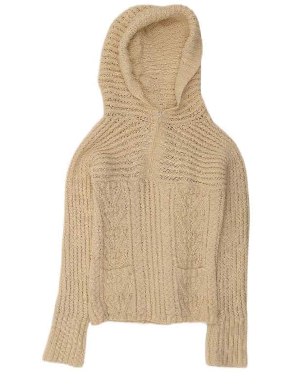 Vintage sweater med hætte til kvinder UK 14 Medium Beige