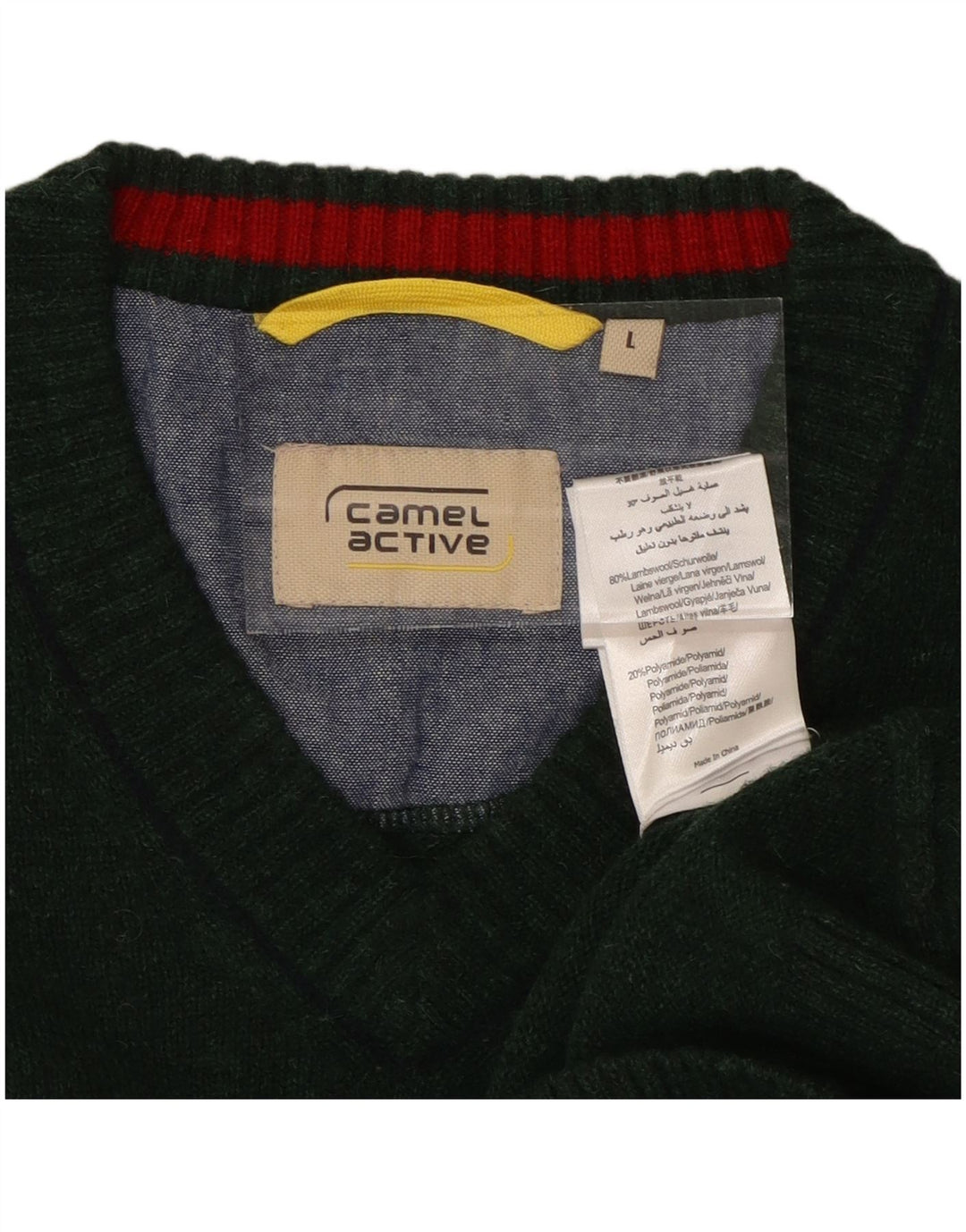 CAMEL ACTIVE Herre V-hals sweater Stor grøn uld