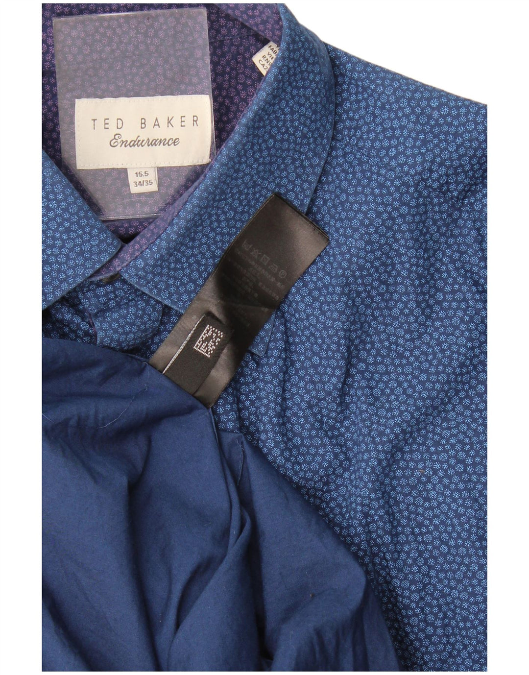 Ted Baker Herre abstrakt mønster skjorte størrelse 15 1/2 Medium Navy Blue
