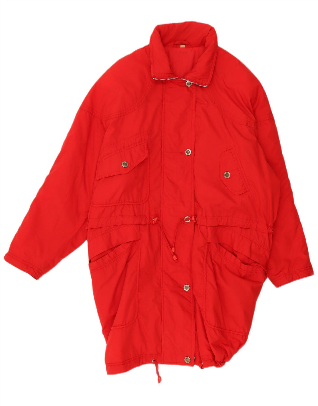 Vintage polstret frakke til kvinder UK 22 3XL rød polyester