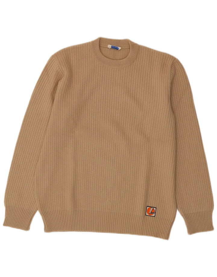 VINTAGE Dame sweater med rund hals DK 16 Stor beige uld