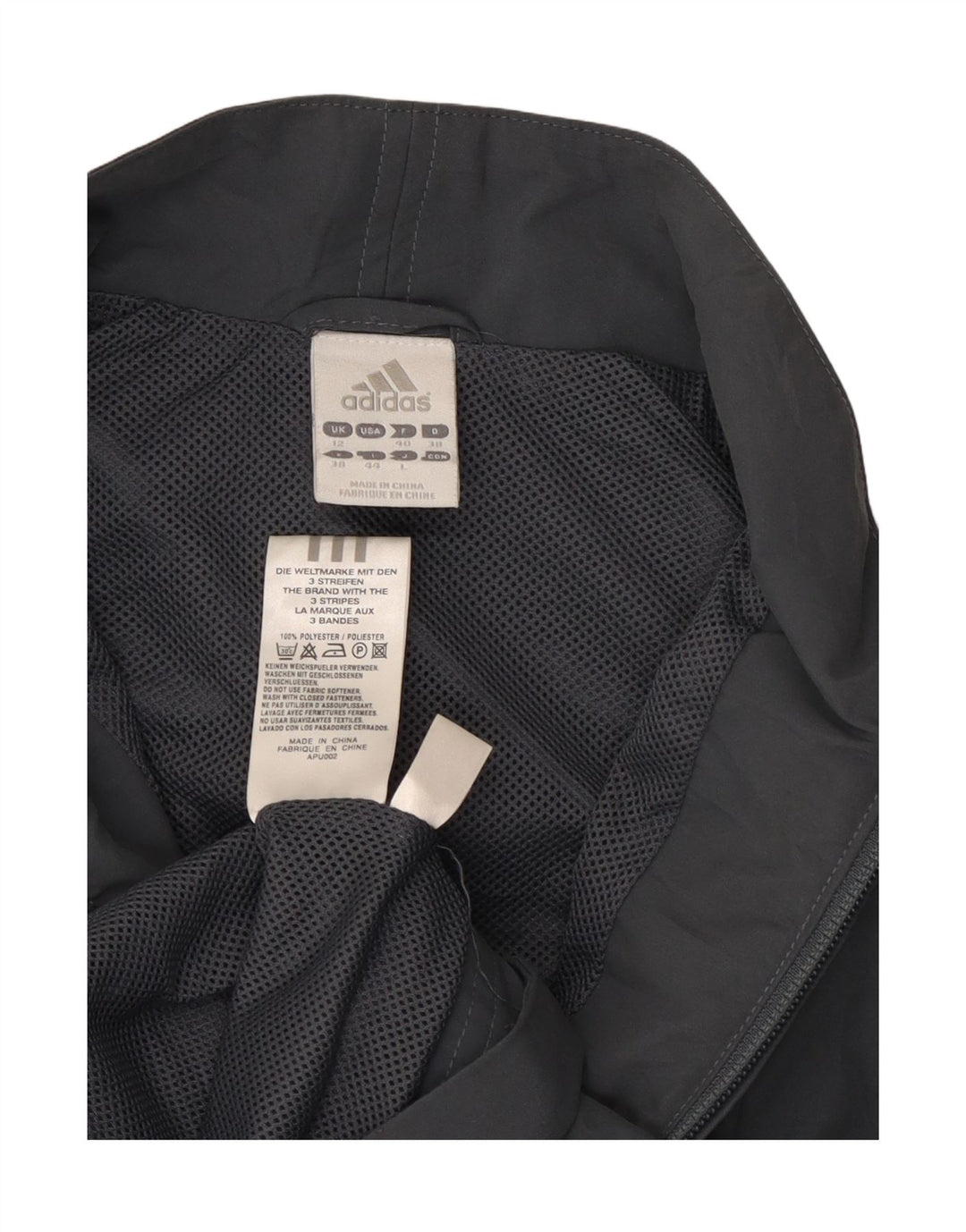 Adidas Dame Ærmeløs træningsdragt Topjakke UK 12 Medium Grey Polyester