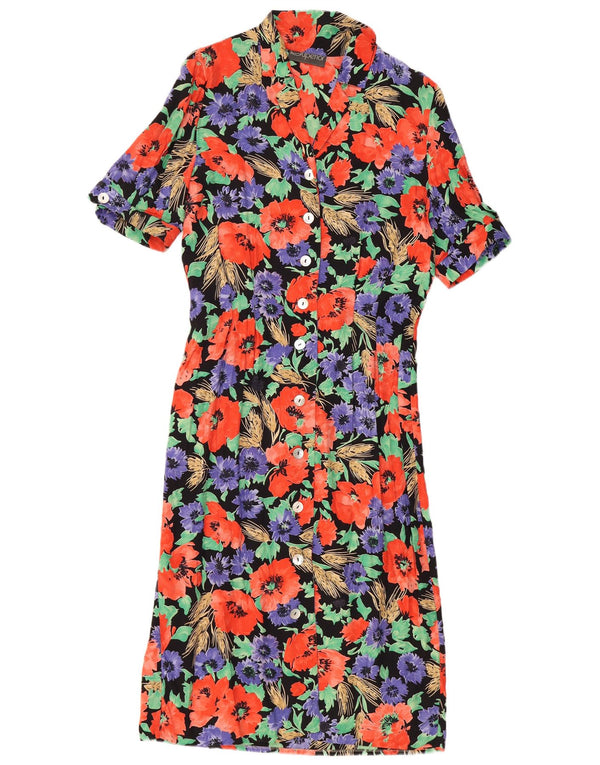 Superior Kvinders Kortærmede Skjortekjole UK 12 Medium Multicolored Floral