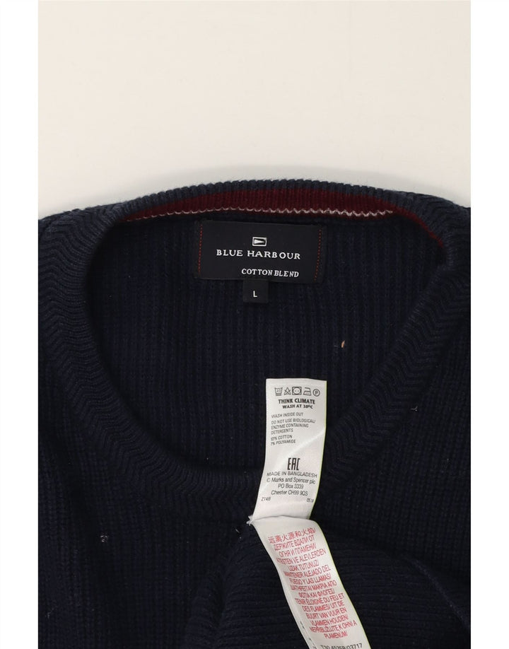 Marks & Spencer Herre Blue Harbor Crew Neck Jumper Sweater Large Navy Blue