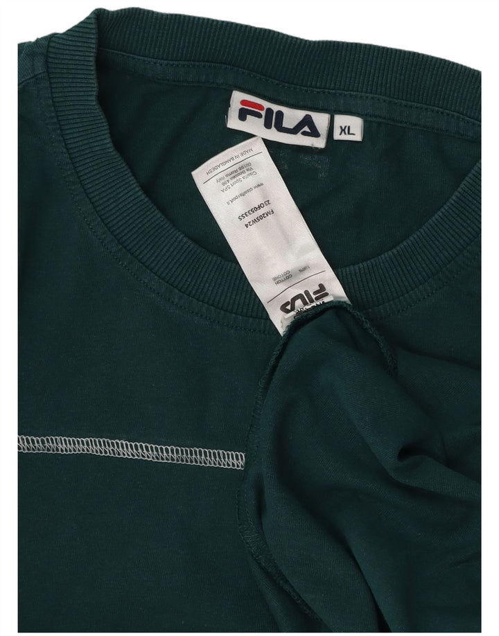 Fila Herre T-Shirt Top XL Grøn Bomuld