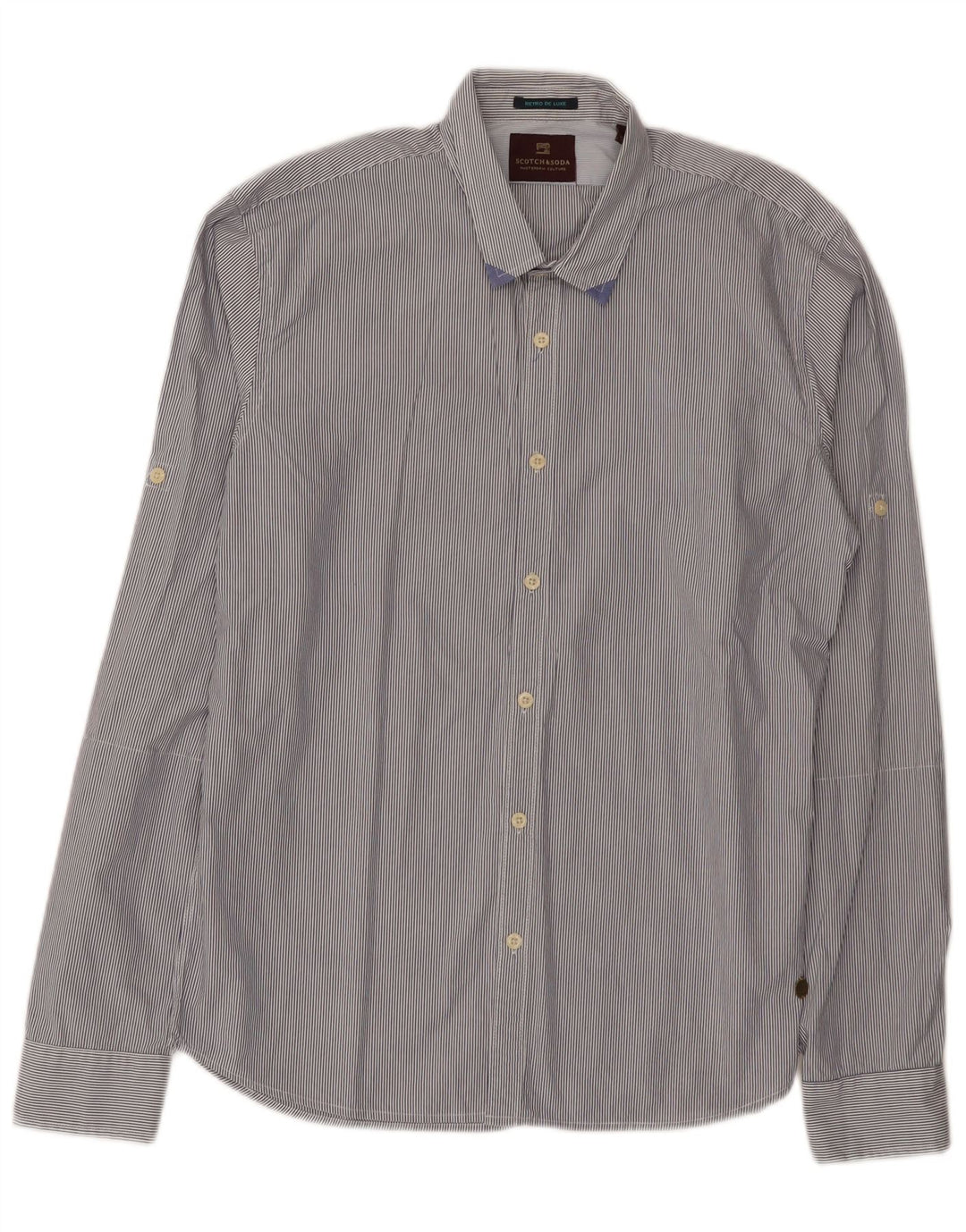 Scotch & Soda herreskjorte Medium marineblå nålestribet bomuld