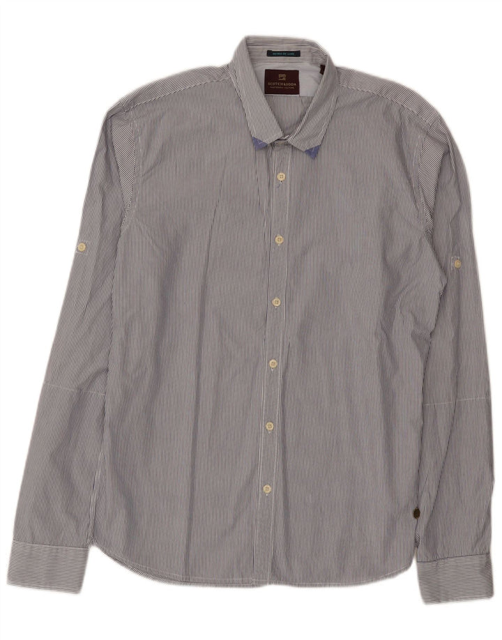 Scotch & Soda herreskjorte Medium marineblå nålestribet bomuld