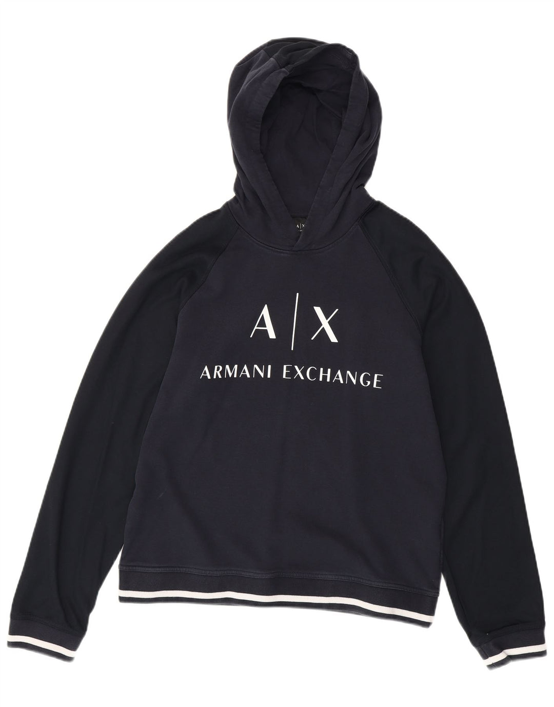 ARMANI EXCHANGE Grafisk hættetrøje til mænd Stor marineblå bomuld