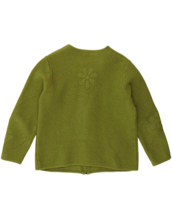 Tally Ho Womens Crop Cardigan Sweater UK 18 XL Grøn blomsteruld
