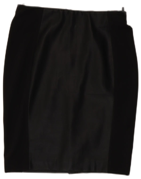 Benetton Womens imiteret læder blyantnederdel Small W27 Black Colourblock