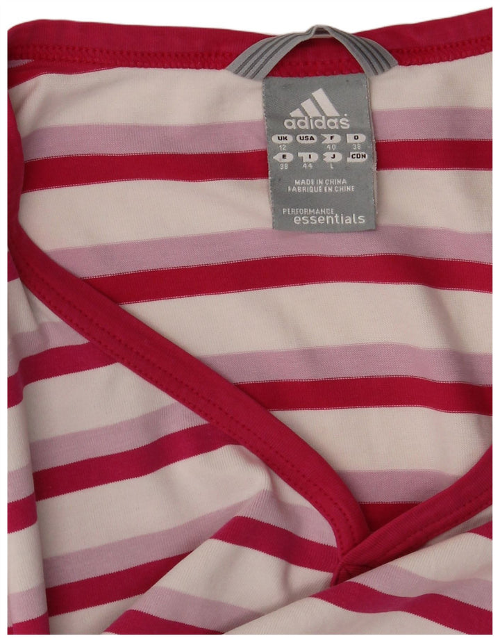 Adidas Dame T-Shirt Top UK 12 Medium Pink Stribet