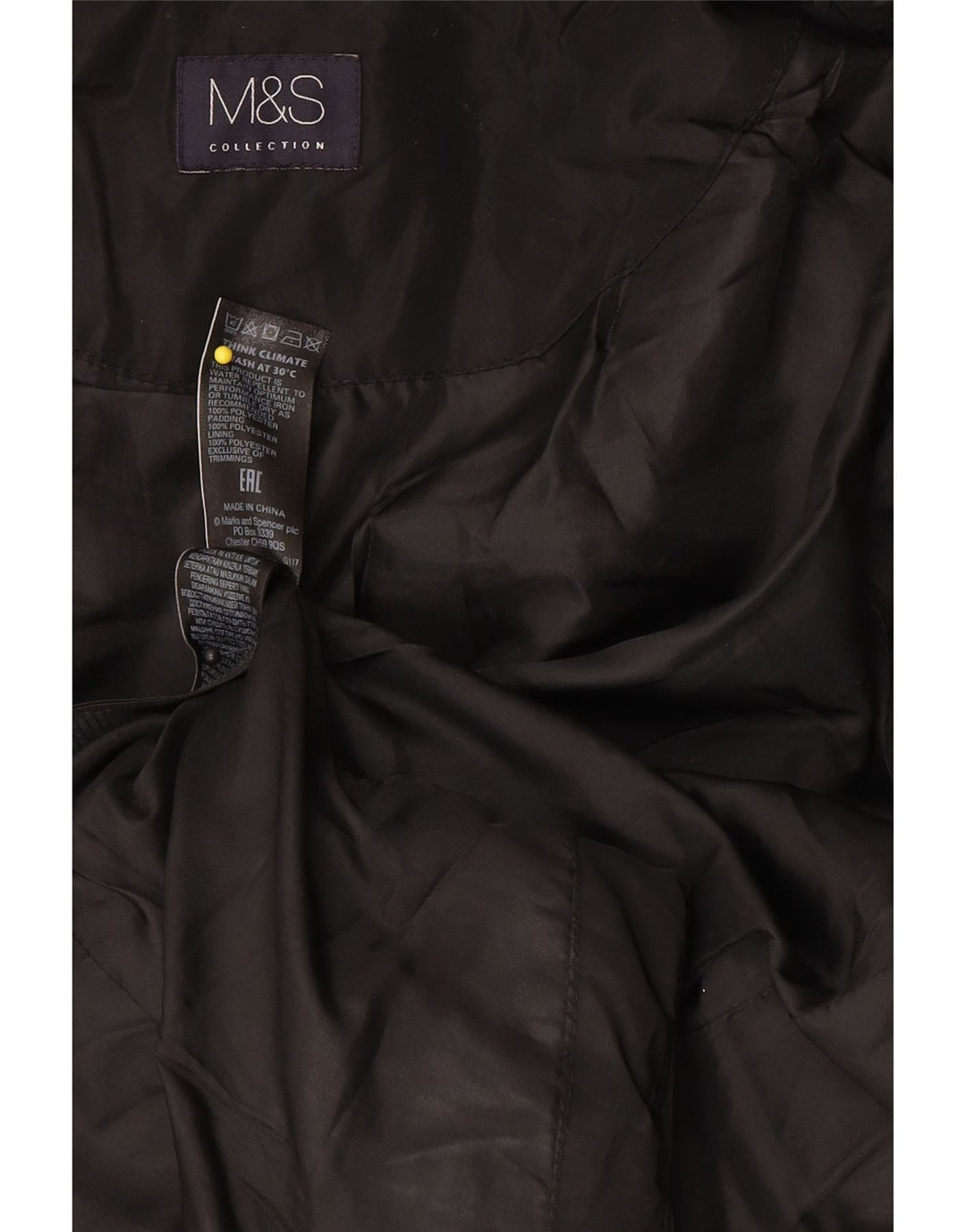 Marks & Spencer Polstret hættejakke til kvinder UK 14 Medium Sort Polyester