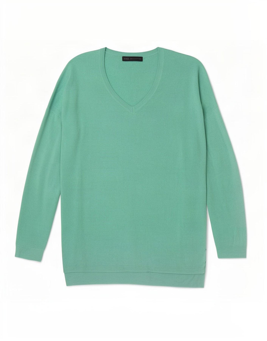 Marks & Spencer Dame Oversized V-hals sweater UK 10 Lille Grøn