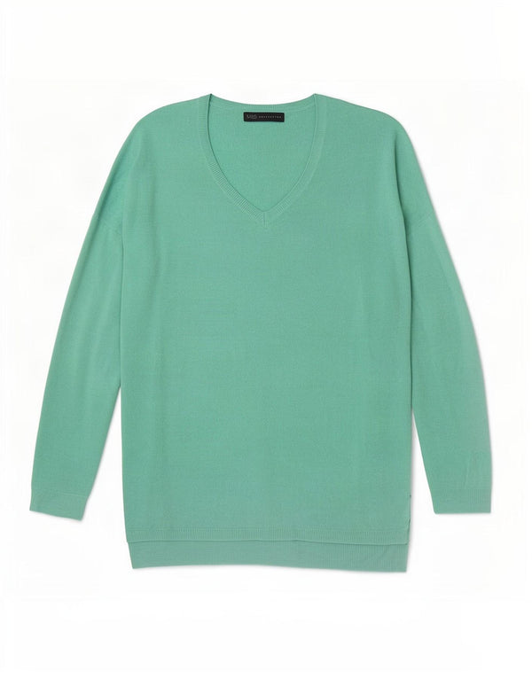 Marks & Spencer Dame Oversized V-hals sweater UK 10 Lille Grøn