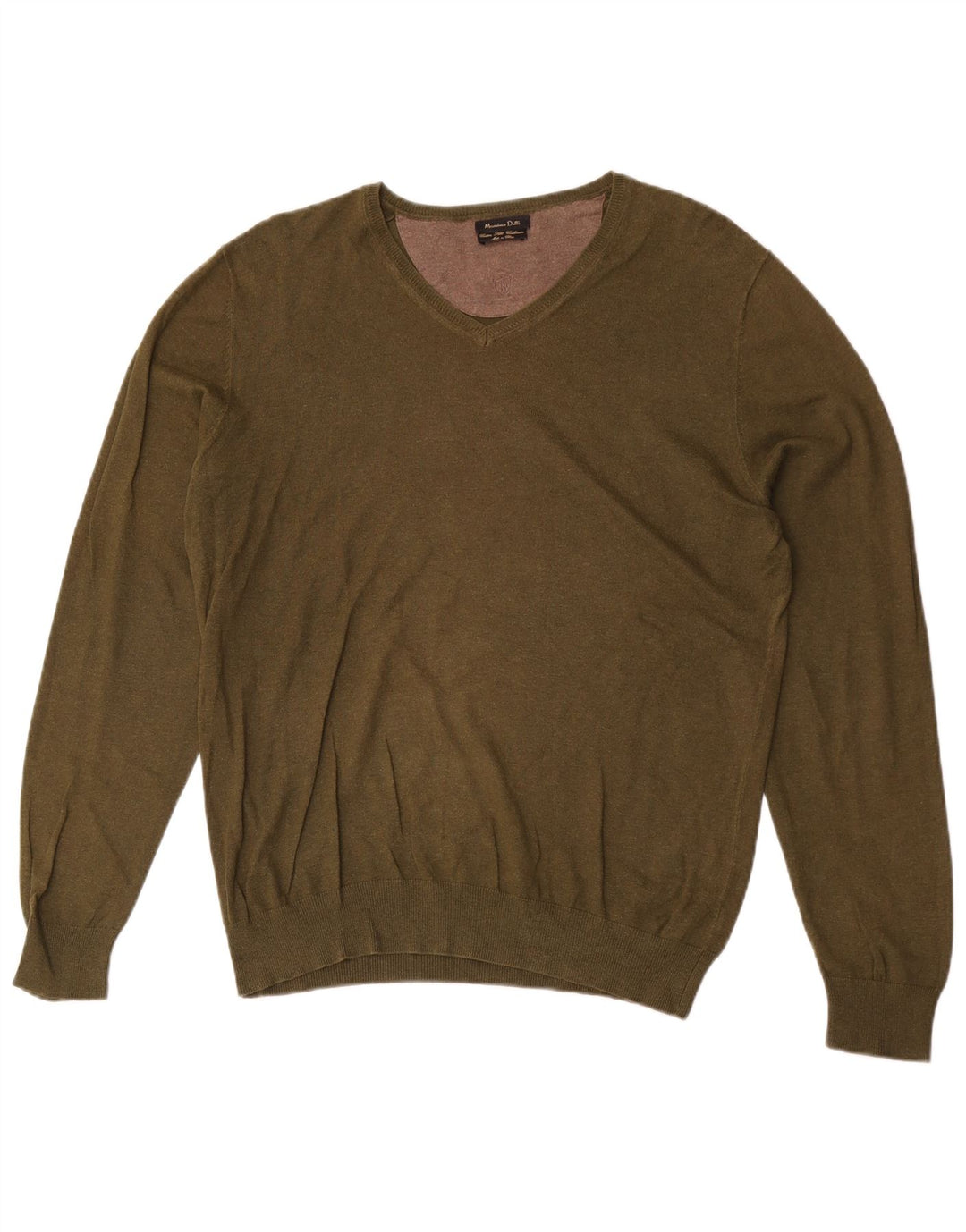 Massimo Dutti Herre V-hals sweater Medium Khaki Bomuld