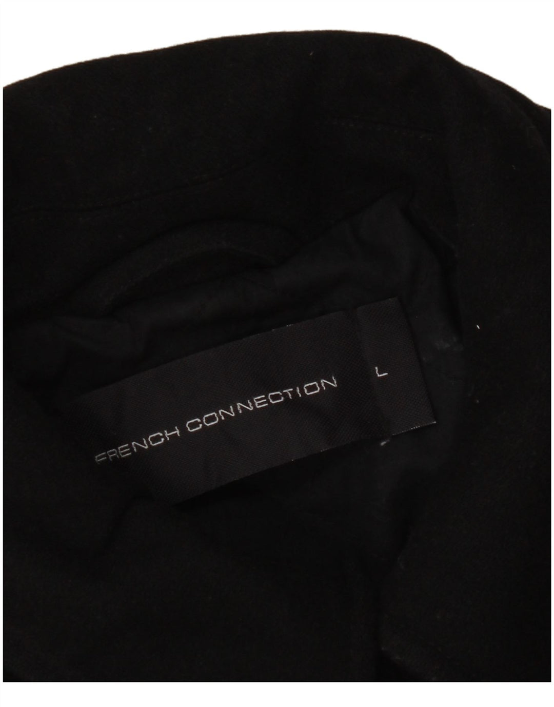 French Connection Herre Pea Coat UK 40 Large Black Wool