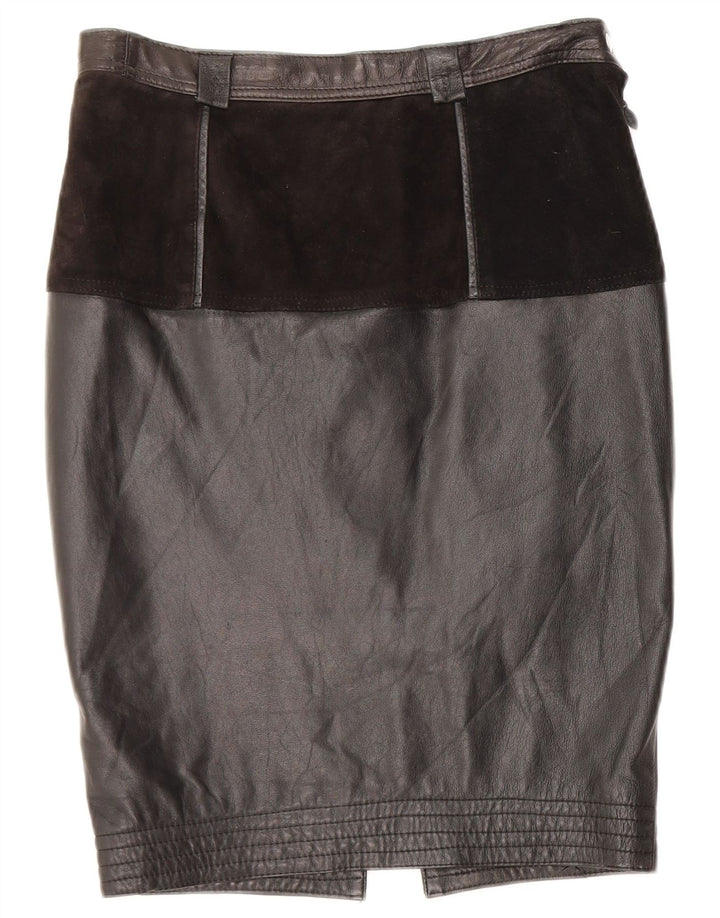 VINTAGE Lædernederdel til kvinder Medium W28 Sort