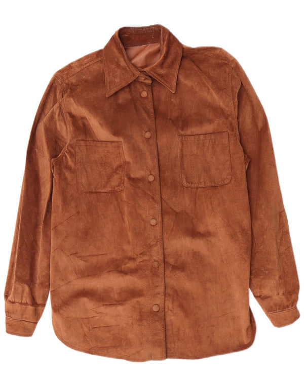 Vintage Dame Overshirt Ruskindsskjorte UK 12 Medium Brown