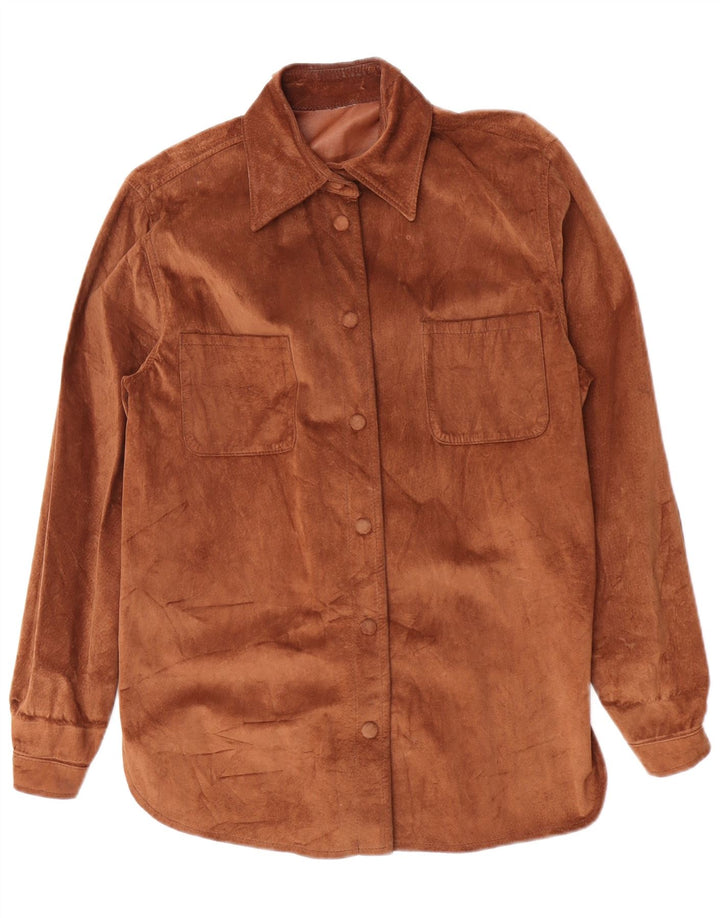 Vintage Dame Overshirt Ruskindsskjorte UK 12 Medium Brown