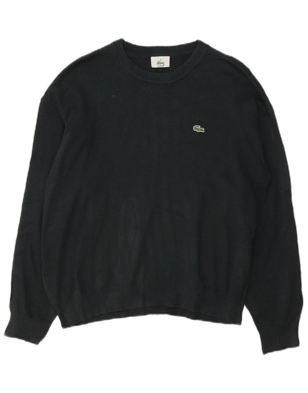 LACOSTE Herre Boat Neck Jumper Sweater Størrelse 4 Medium Sort Uld