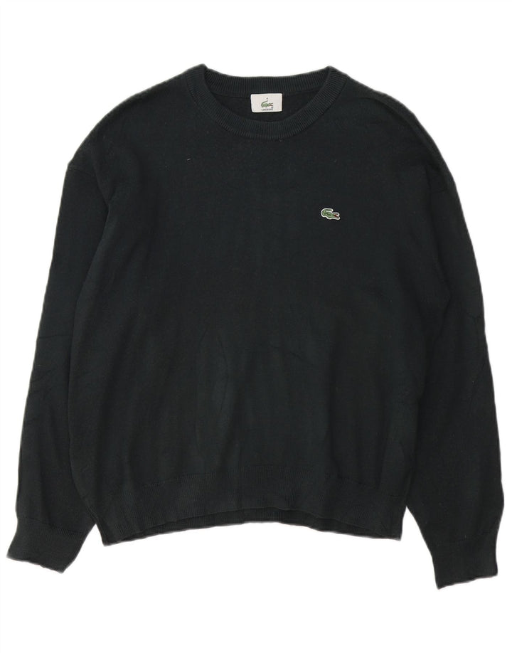 LACOSTE Herre Boat Neck Jumper Sweater Størrelse 4 Medium Sort Uld