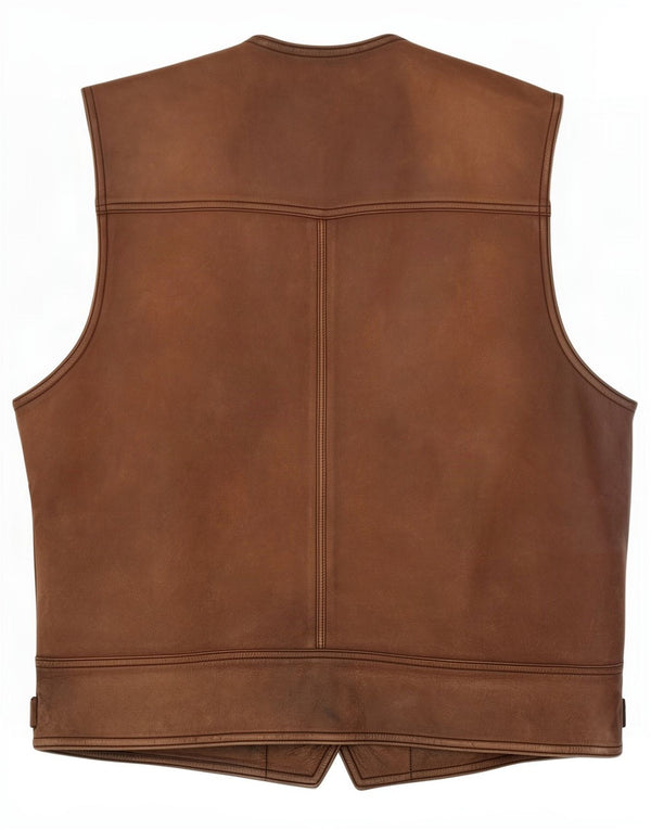 Vintage herre lædervest 2XL brun