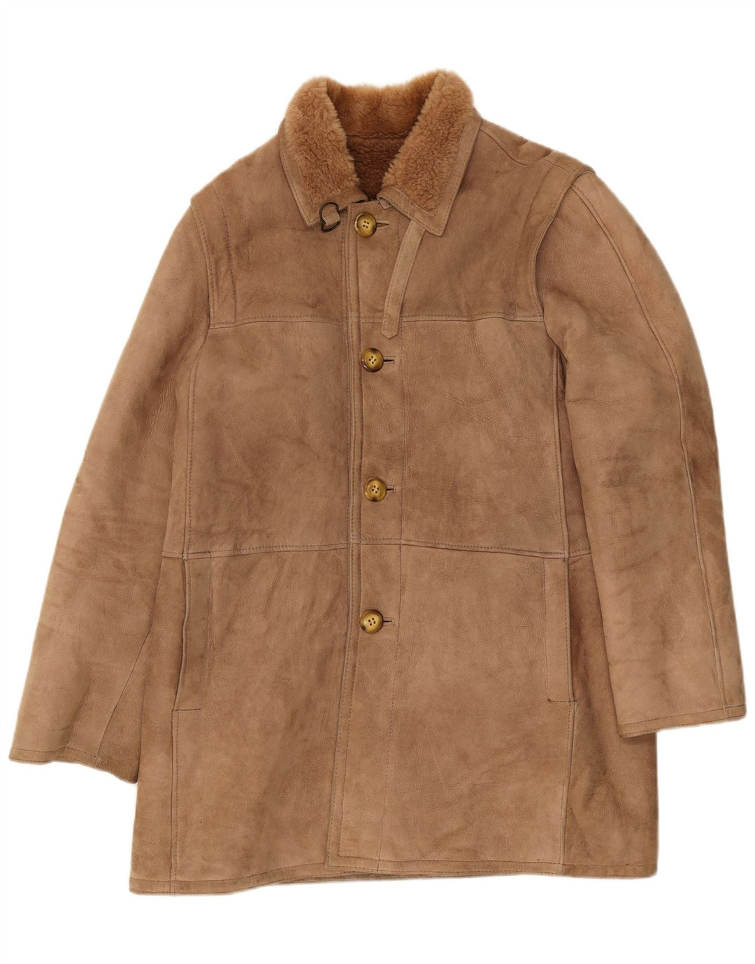 Vintage Herre Shearling Jacket IT 54 2XL Brun