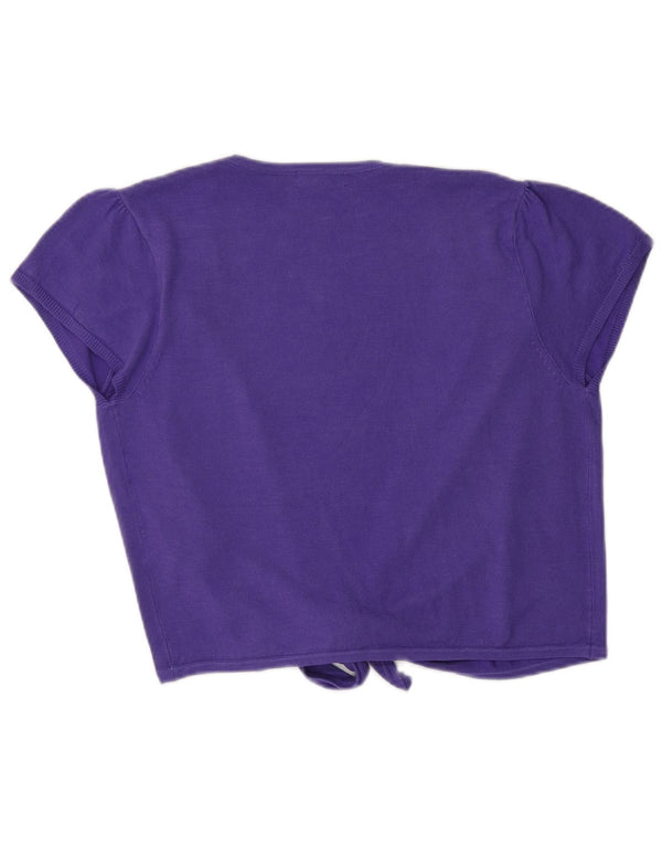 M&Co Womens Crop Wrap Cardigan Top UK 10 Small Purple Viscose