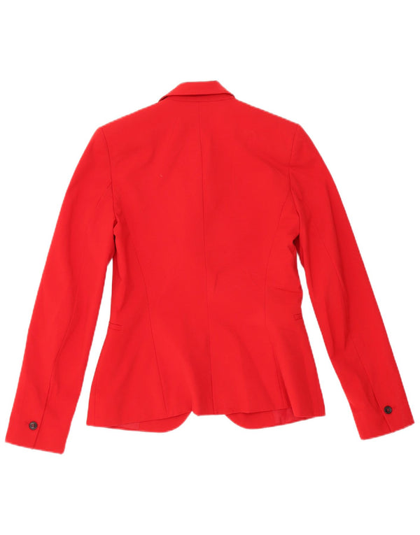 Zara Dame 1 Knap Oversized Blazer Jakke EU 34 2XS Rød Polyester