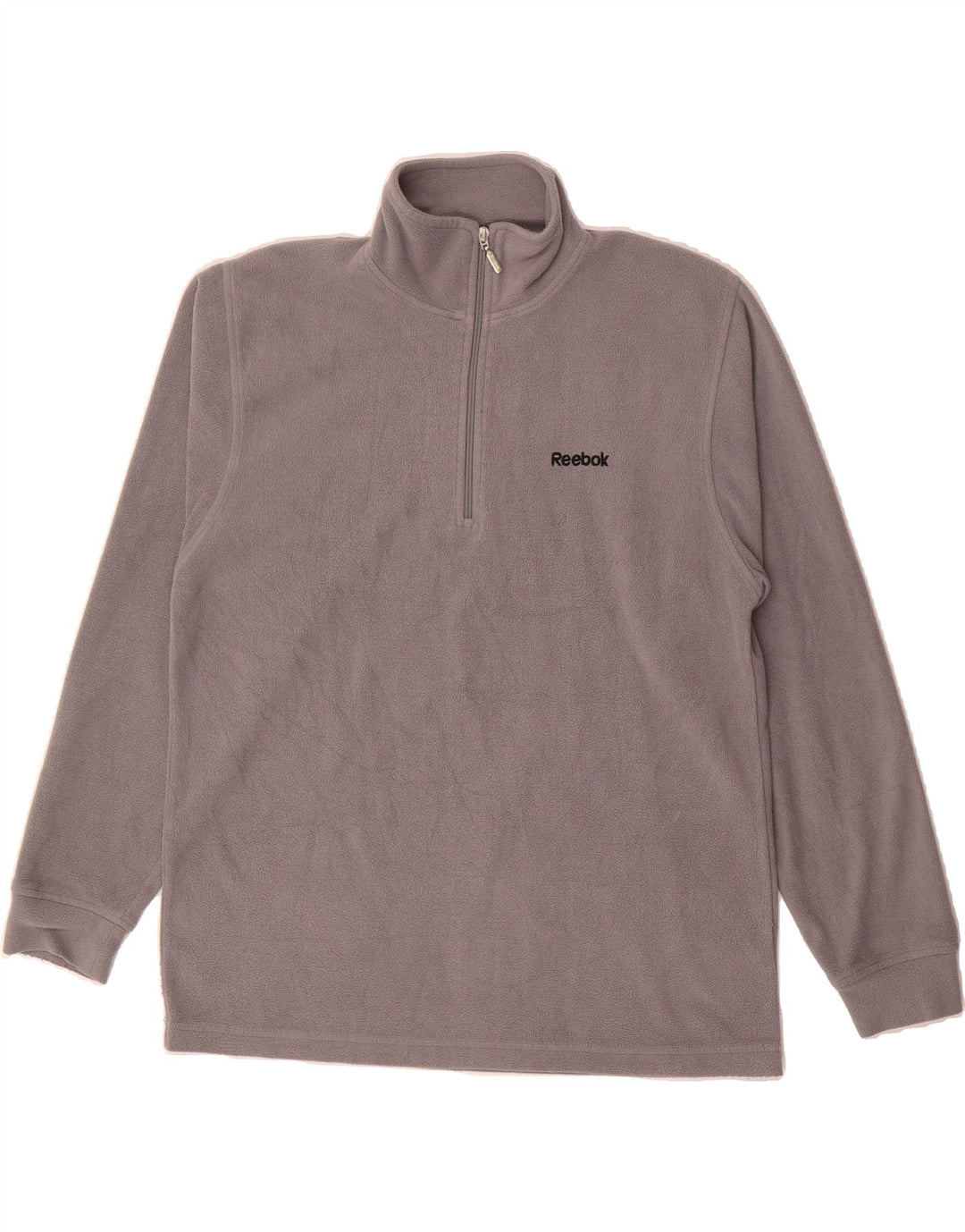 REEBOK Mens Zip Neck Fleece Jumper Medium Grey Vintage Reebok and Second-Hand Reebok from Messina Hembry 