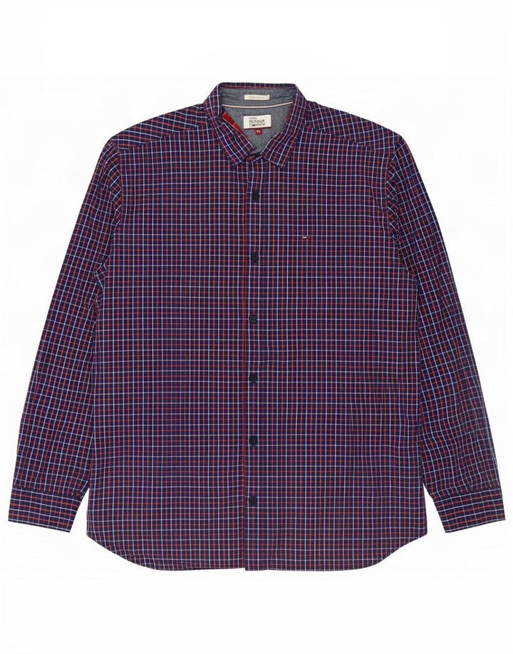 Tommy Hilfiger Herre Regular Fit skjorte XL marineblå ternet bomuld