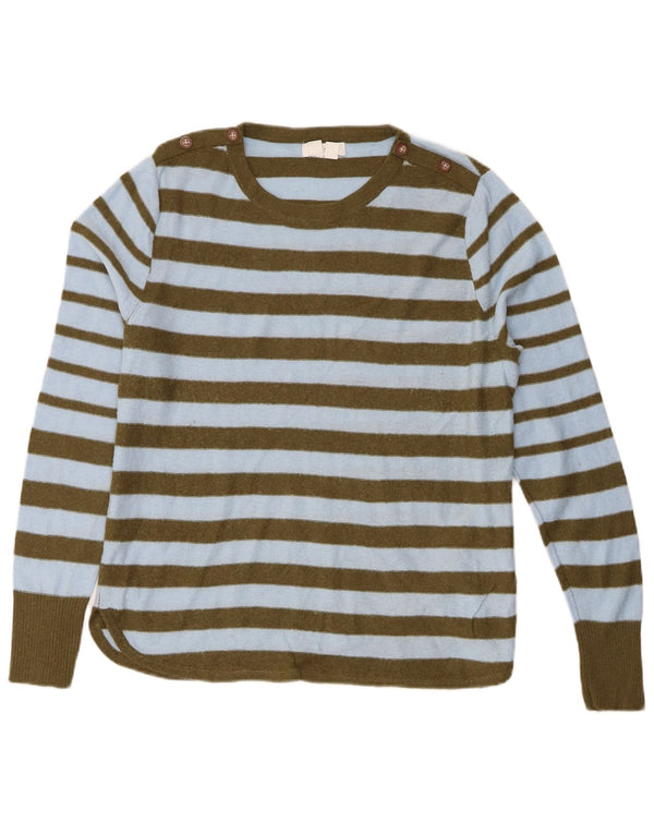 White Stuff Womens Crew Neck Jumper Sweater UK 14 Stor blå stribet nylon